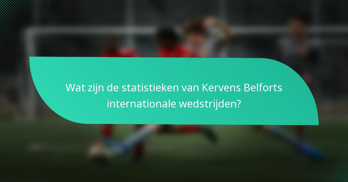 Wat zijn de statistieken van Kervens Belforts internationale wedstrijden?